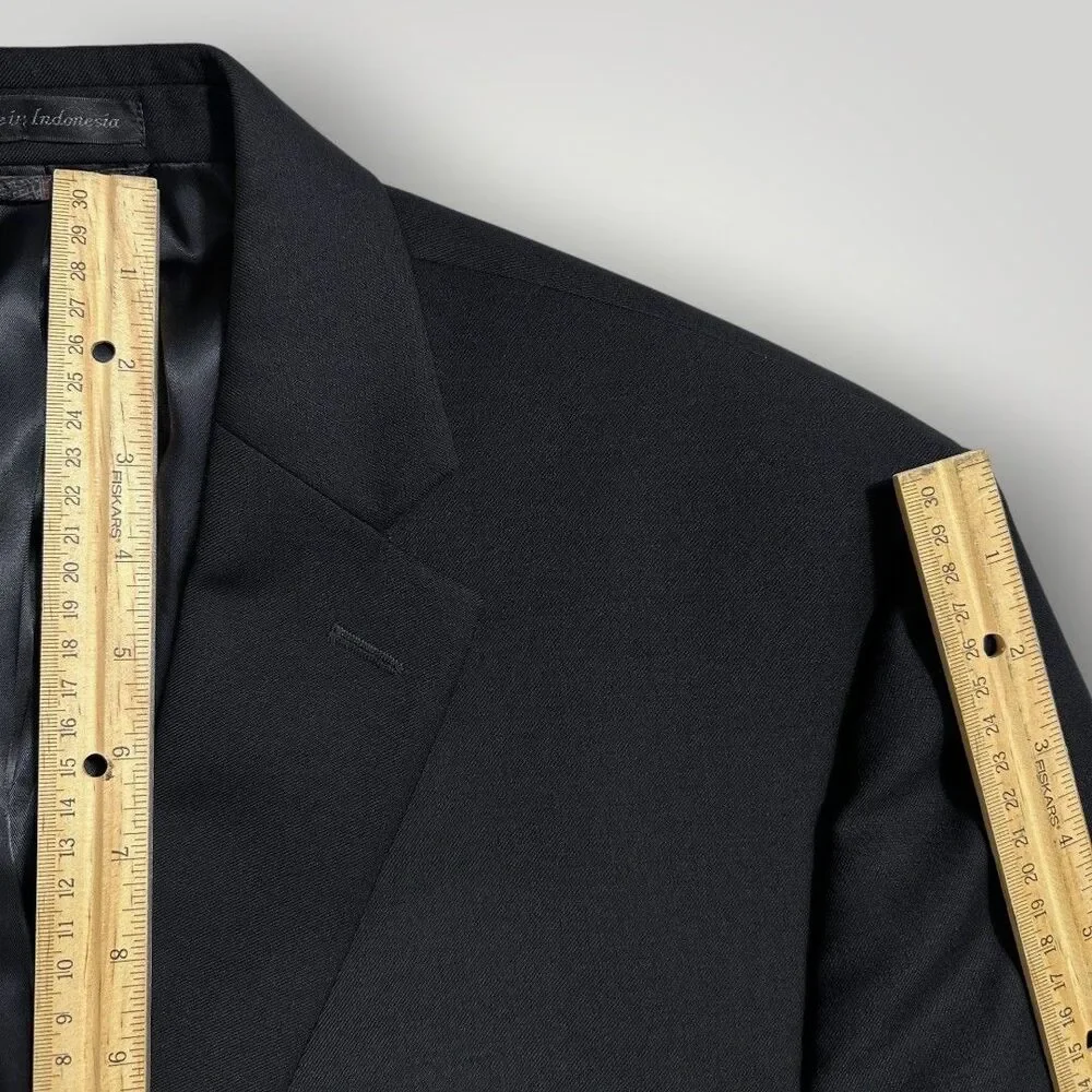 RALPH LAUREN Mens Blazer 44R Sport Coat Two Button Suit Jacket Black Wool